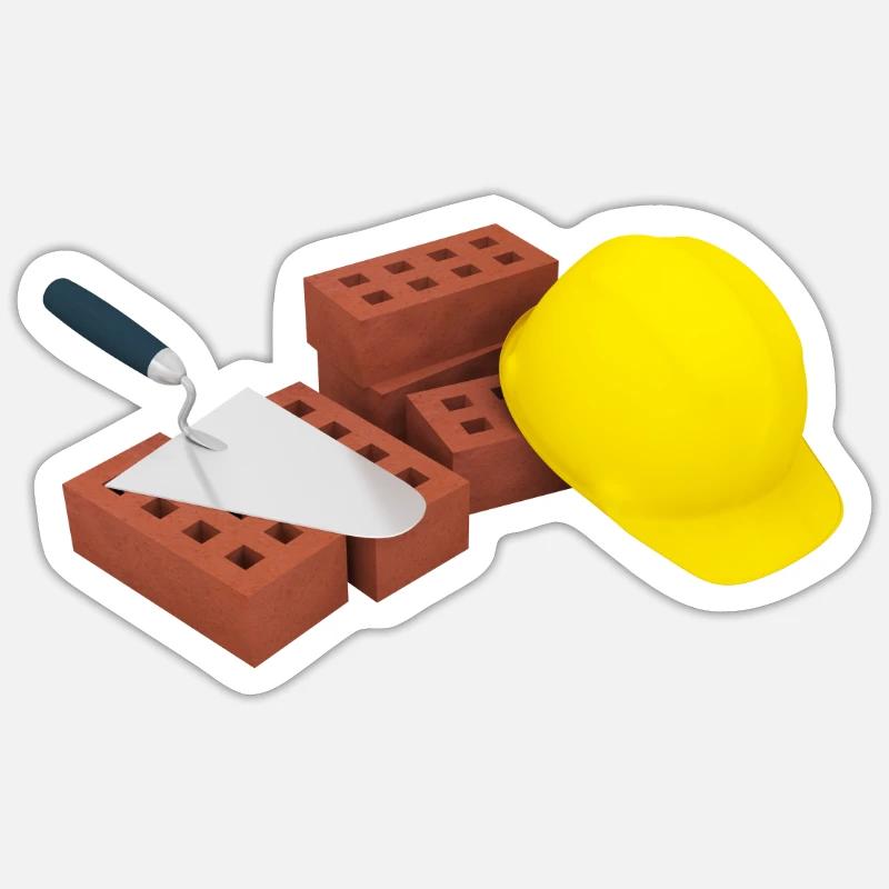 bricks trowel helmet Sticker size S (10 x 10 cm)