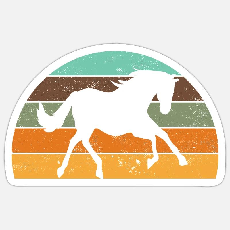 Pferd Retro Sunset - Sticker Größe S (10 x 10 cm) - Mattweiß