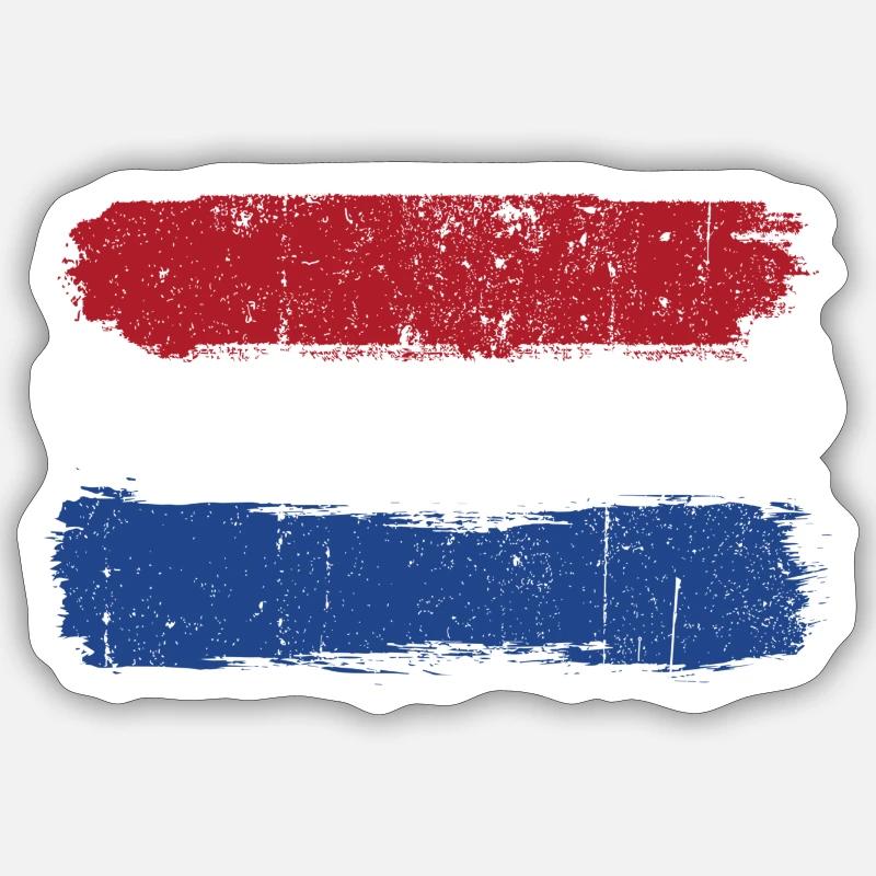 Drapeau néerlandais coups de pinceau - Sticker taille S (10 x 10 cm) - blanc mat