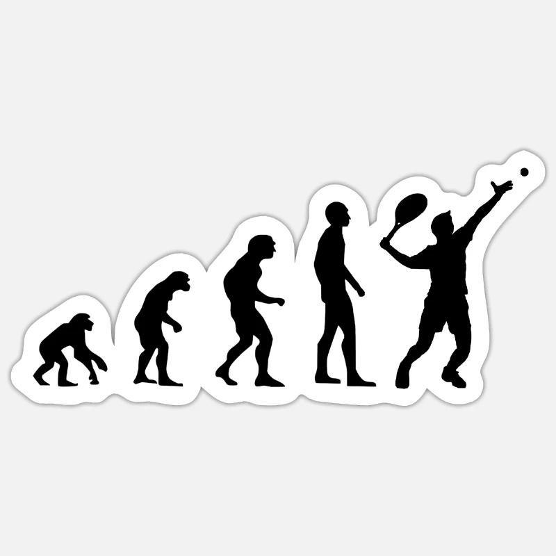Évolution du tennis - Sticker taille S (10 x 10 cm) - blanc mat