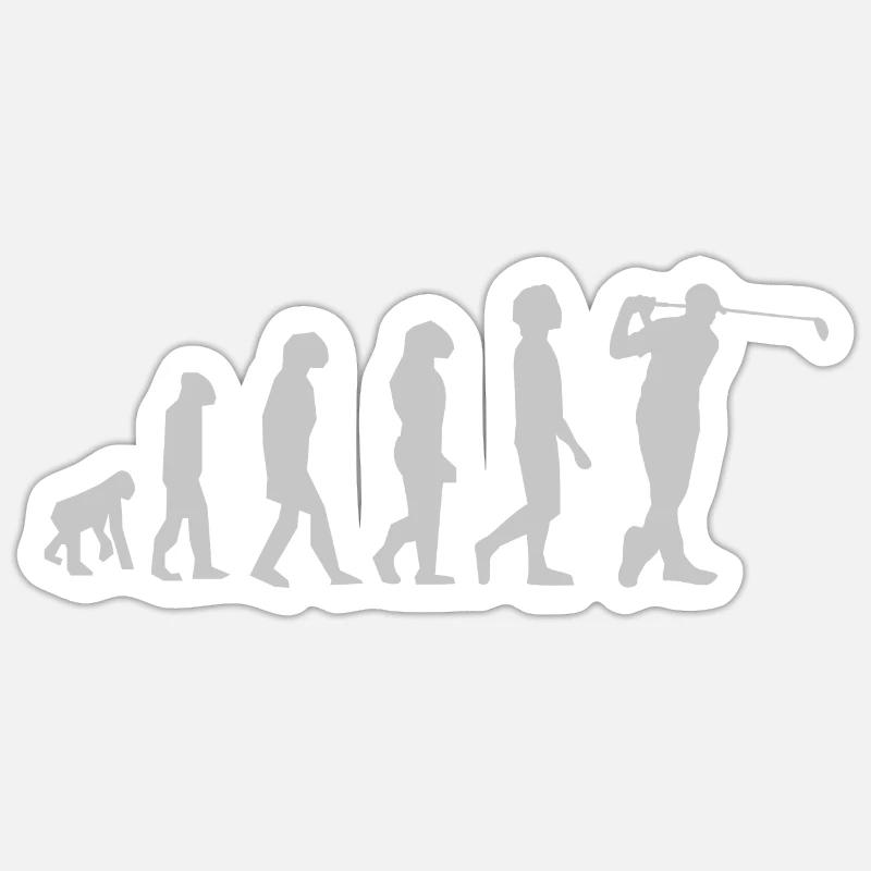 Golf Evolution - Sticker Größe S (10 x 10 cm) - Mattweiß