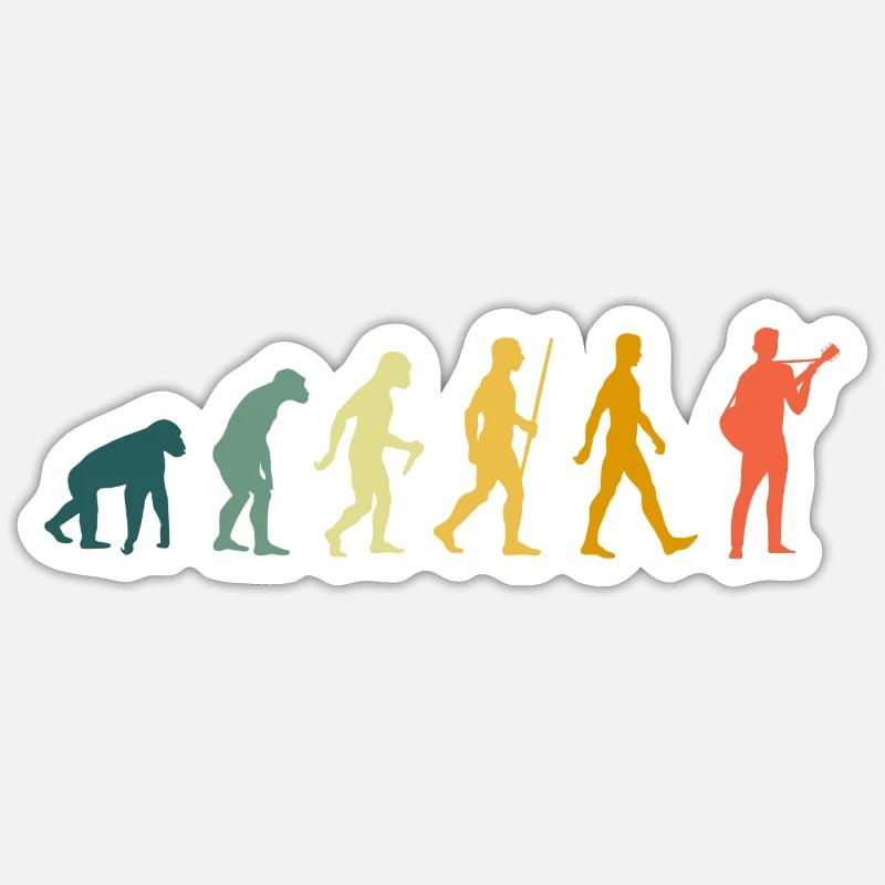 Guitar player evolution retro guitarist guitar - Sticker size S (10 x 10 cm) - white matte