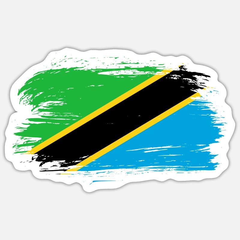 Drapeau drapeau tanzanie - Sticker taille S (10 x 10 cm) - blanc mat