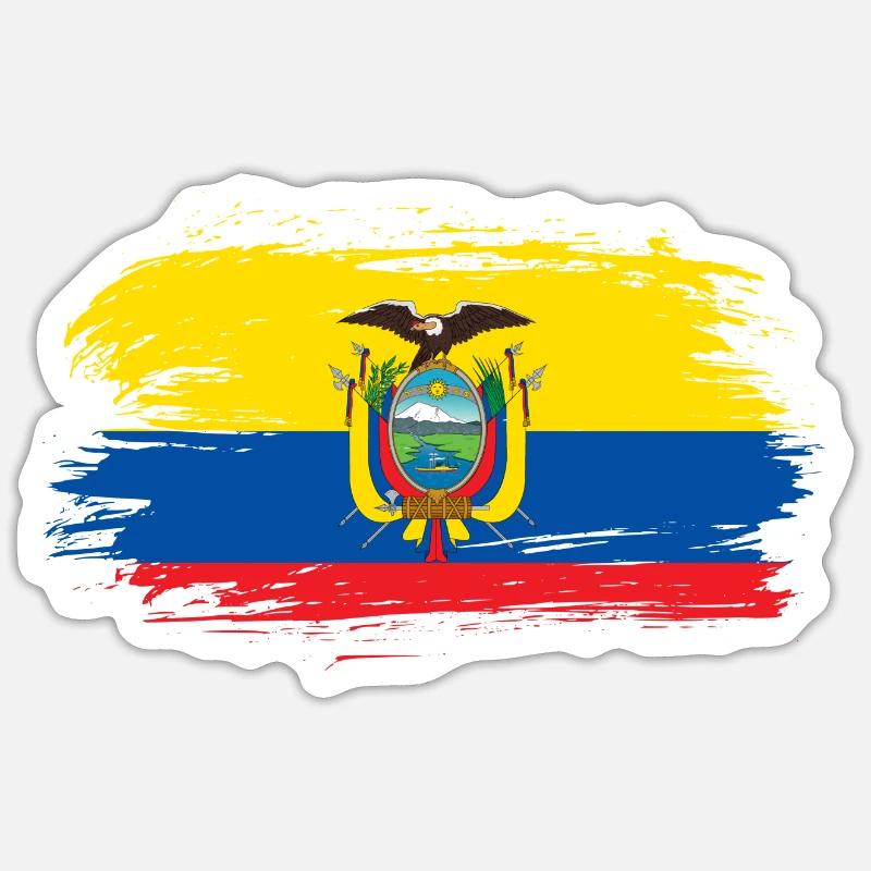 Drapeau drapeau Equateur - Sticker taille S (10 x 10 cm) - blanc mat