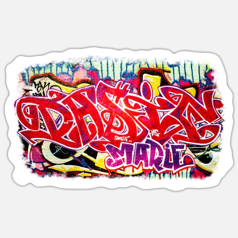 Mur de Berlin Graffiti Schrift - Sticker taille S (10 x 10 cm) - blanc mat