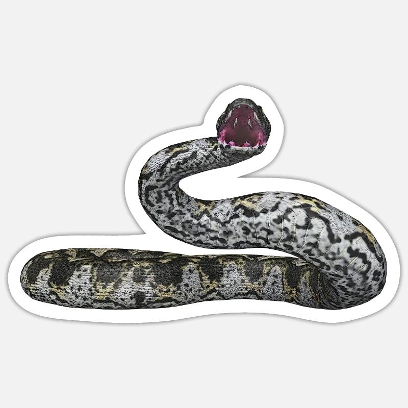Abgottschlange, Boa Constrictor, Schlange - Sticker Größe S (10 x 10 cm) - Mattweiß