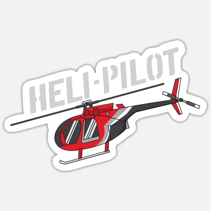 Heli pilot | Helicopter pilot - Sticker size S (10 x 10 cm) - white matte