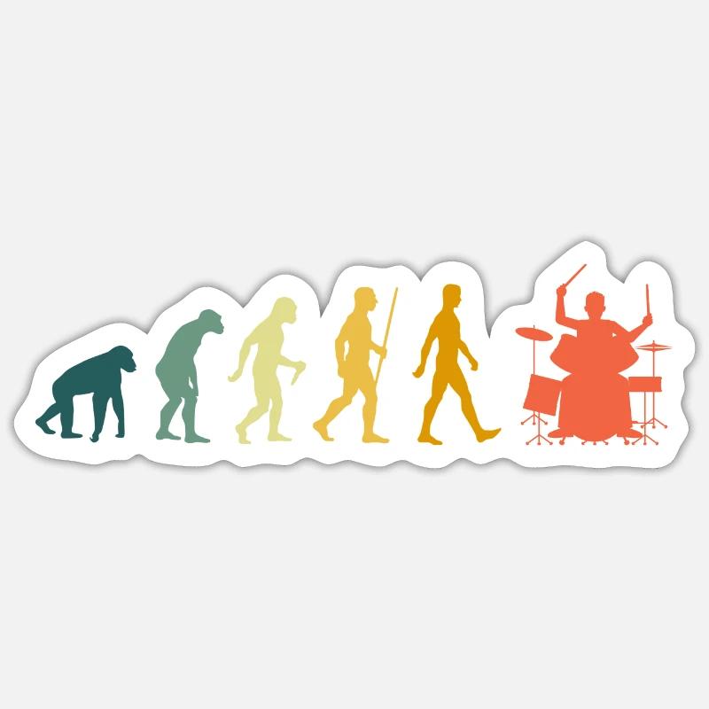 Drums Evolution Drummer Drummer Retro Sticker size S (10 x 10 cm)