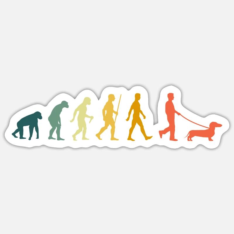 Teckel Evolution propriétaire de teckel rétro Sticker taille S (10 x 10 cm)