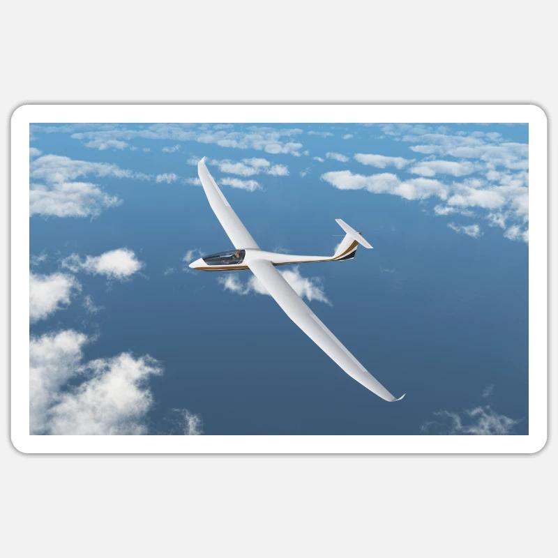Glider above the clouds - Sticker size S (10 x 10 cm) - white matte