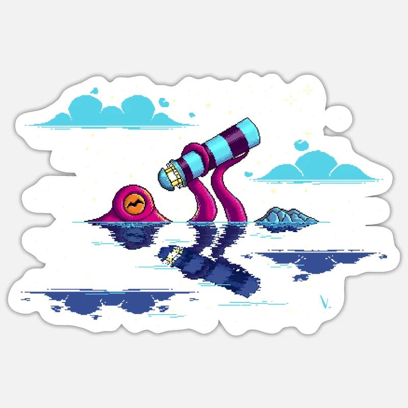 Octocurious by night Sticker taille S (10 x 10 cm)