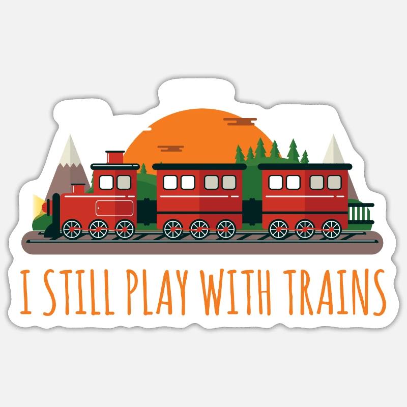 Funny Engine Drivers Gift I Still Plays With Train Sticker size S (10 x 10 cm)