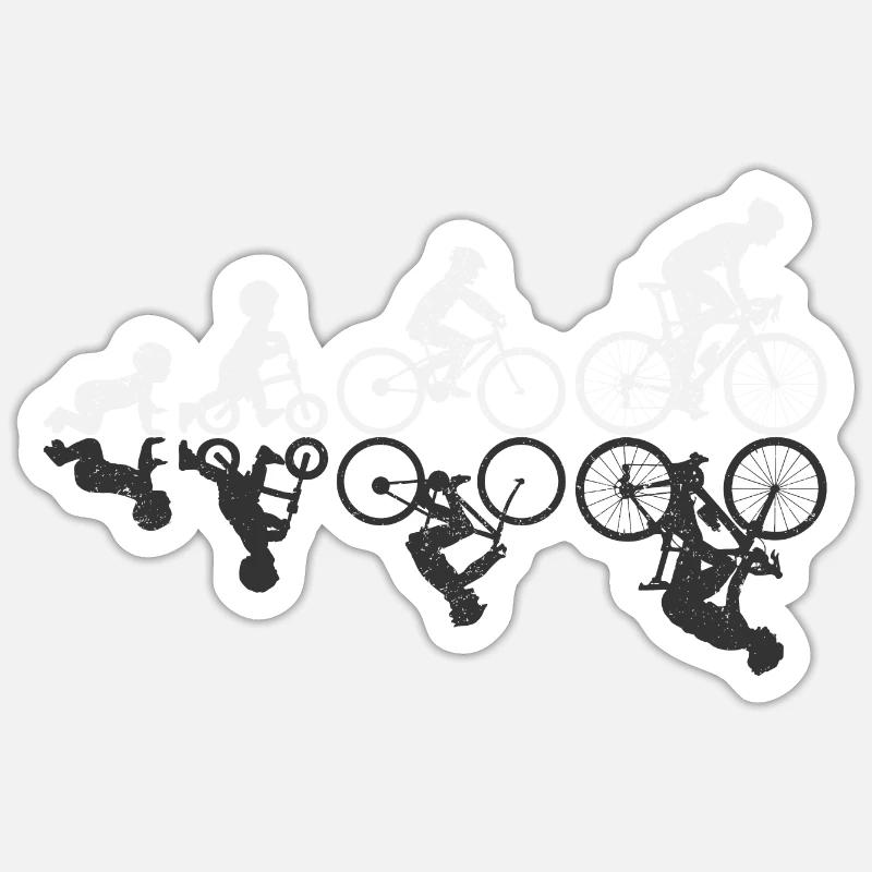 Cyclistes Evolution Ombre Vélo Vélo - Sticker taille S (10 x 10 cm) - blanc mat