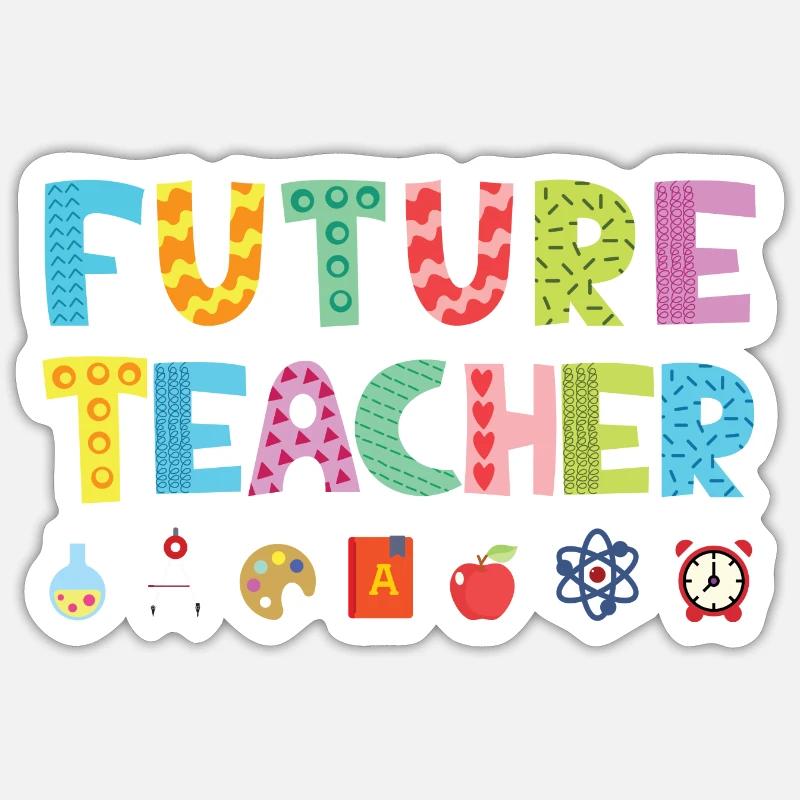 Futur enseignant - Sticker taille S (10 x 10 cm) - blanc mat