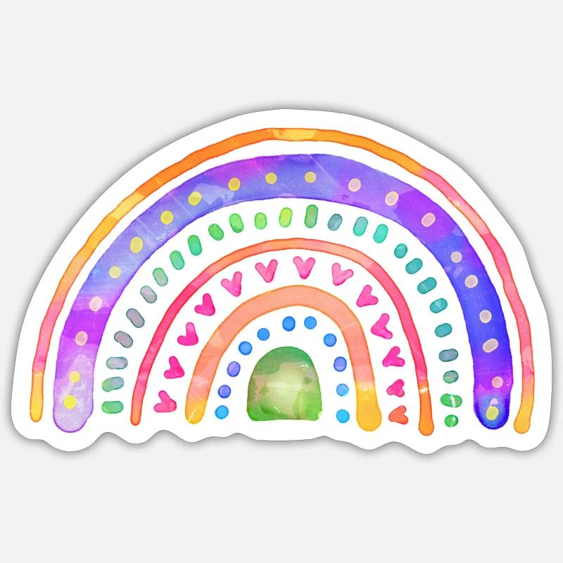 Rainbow Doodle Art - Sticker taille S (10 x 10 cm) - blanc mat