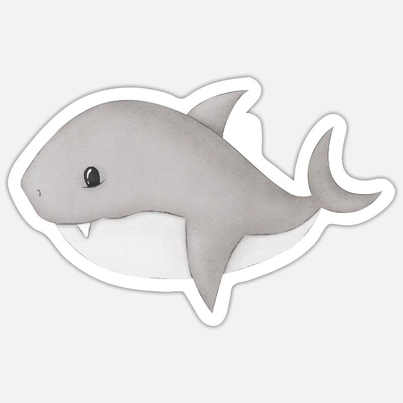 Requins - Sticker taille S (10 x 10 cm) - blanc mat