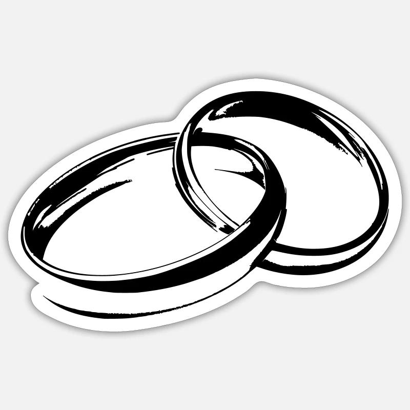 Eheringe Hochzeitsringe Trauringe - Sticker Größe S (10 x 10 cm) - Mattweiß
