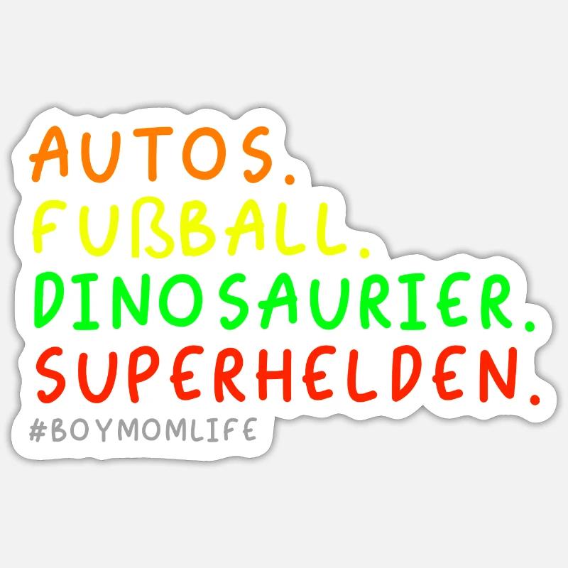 Autos Fußball Dinosaurier Superhelden Mutterglück - Sticker Größe S (10 x 10 cm) - Mattweiß