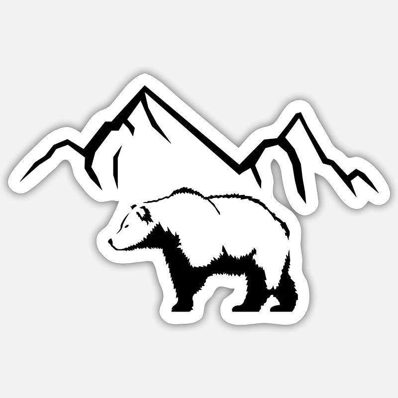 Monts Bear - Sticker taille S (10 x 10 cm) - blanc mat