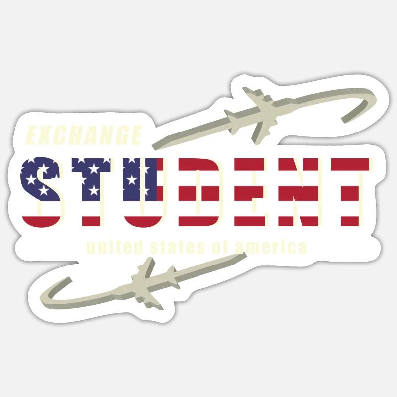 Étudiant d’échange aux États-Unis - Sticker taille S (10 x 10 cm) - blanc mat