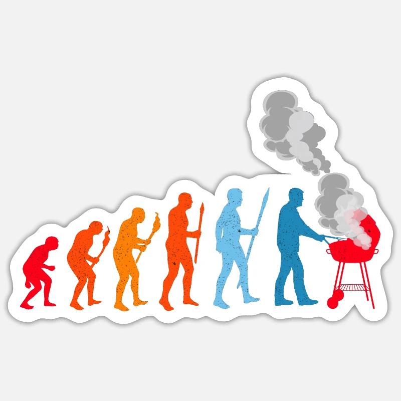 BBQ Evolution Barbecue Fleisch Grillen Sticker Größe S (10 x 10 cm)