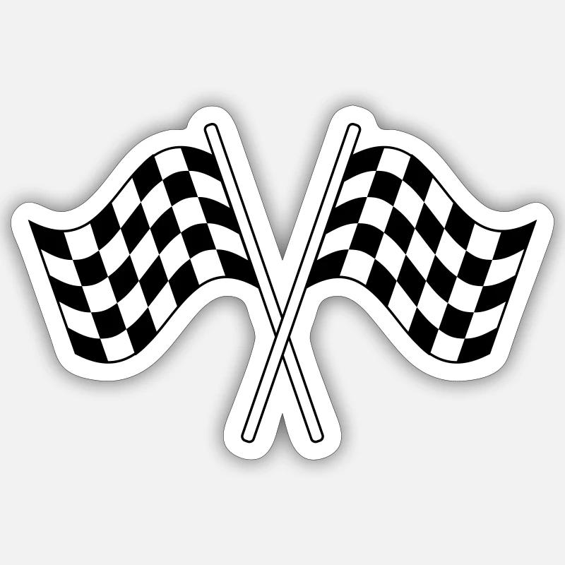 Drapeaux croisés Symbole Course Sticker taille S (10 x 10 cm)