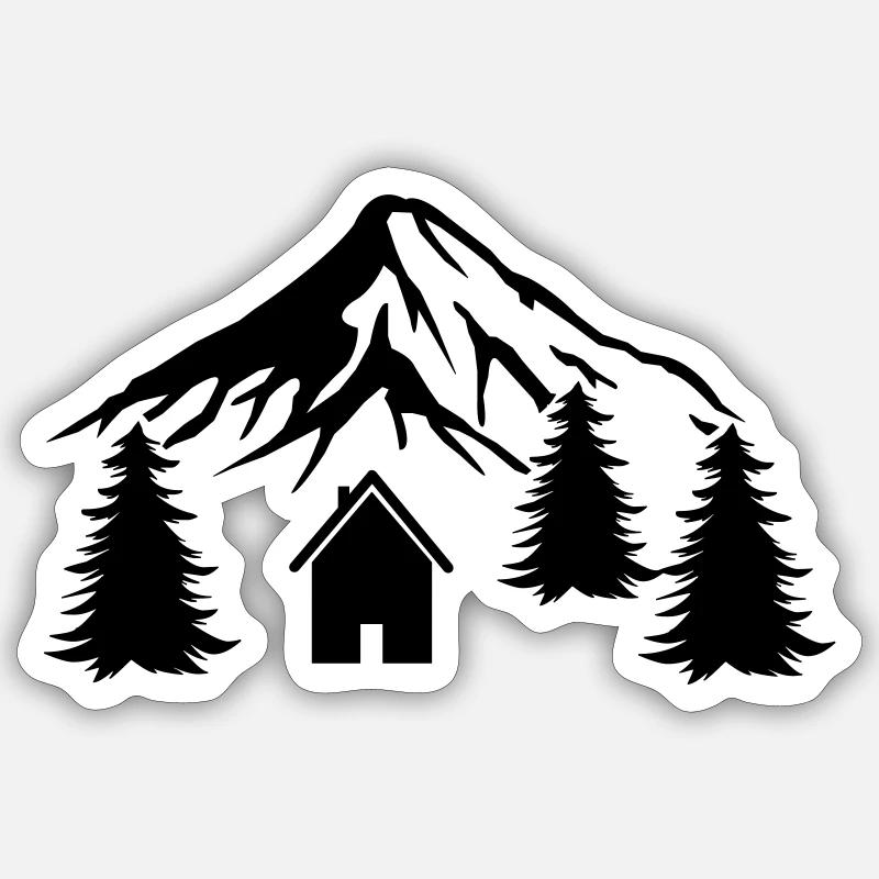montagnes de cabane Sticker taille S (10 x 10 cm)