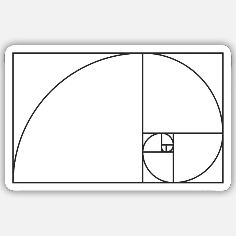 Spirale de Fibonacci (1c, construction) - Sticker taille S (10 x 10 cm) - blanc mat