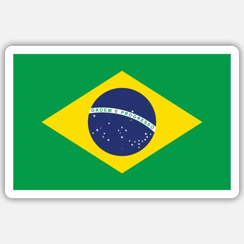 Drapeau du Brésil - Sticker taille S (10 x 10 cm) - blanc mat