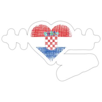 Croatia Heartbeat - Sticker Größe S (10 x 10 cm) - Mattweiß - Vorne