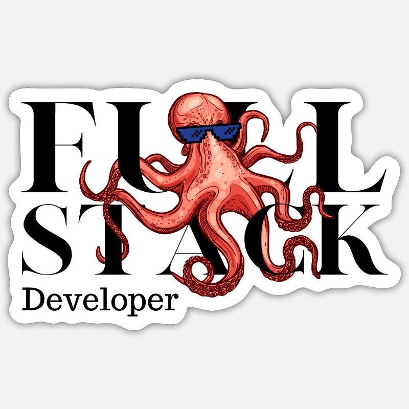 Full Stack Developer - Krake - IT - Developer - Sticker størrelse S (10 x 10 cm) - mat hvid