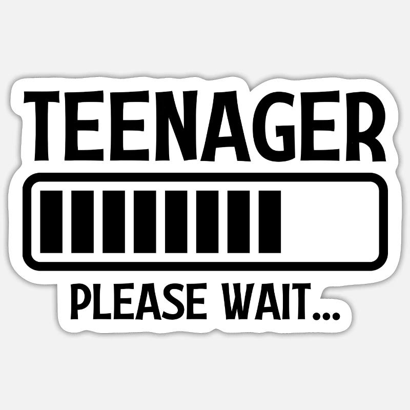 Adolescent S’il vous plaît attendre - Sticker taille S (10 x 10 cm) - blanc mat
