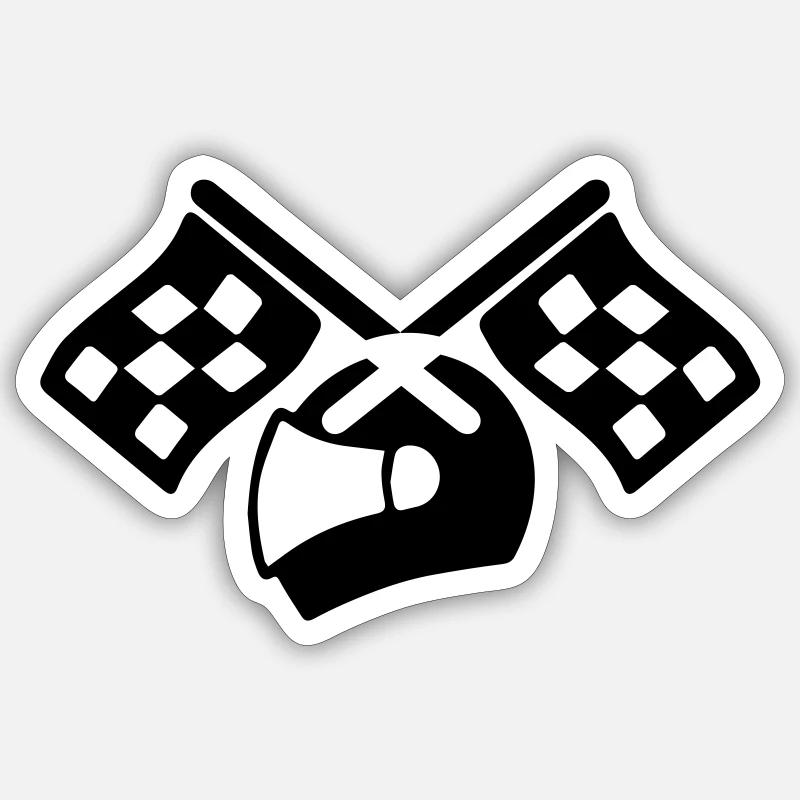 Rennfahrer helm - Sticker Größe S (10 x 10 cm) - Mattweiß