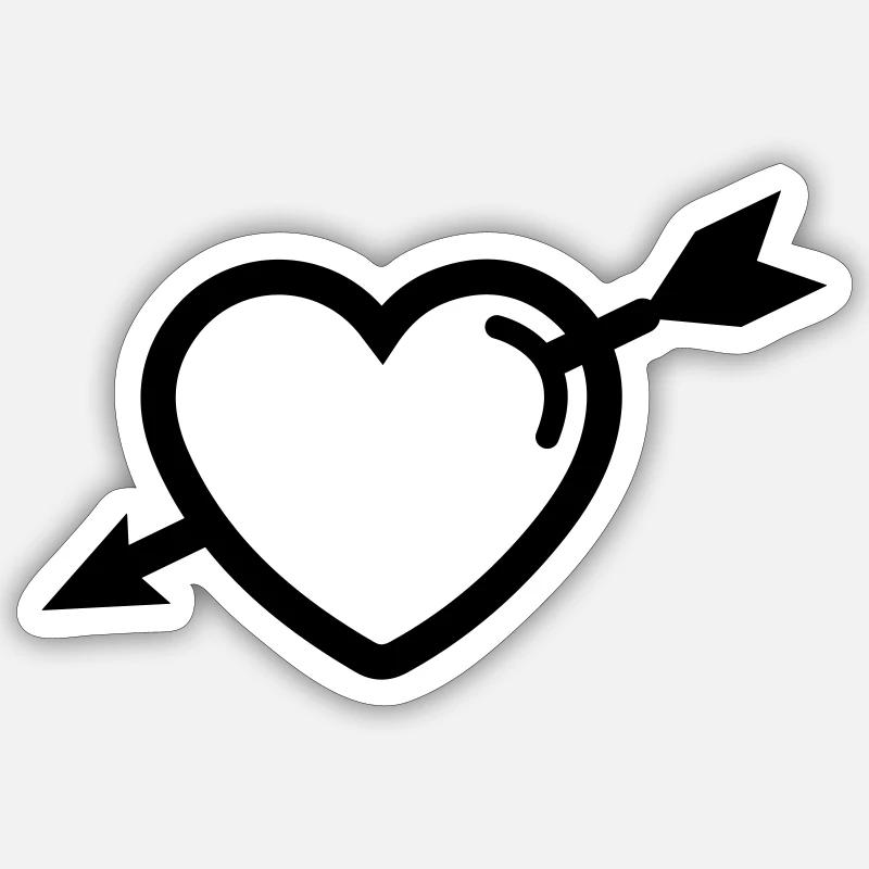 Herz symbol pfeil - Sticker Größe S (10 x 10 cm) - Mattweiß