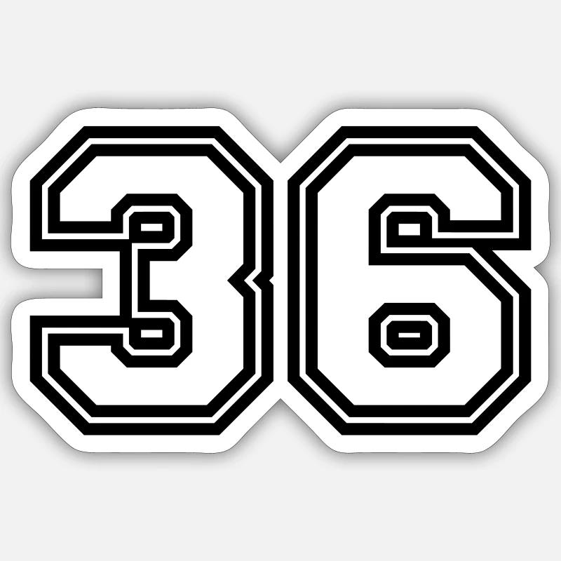 Symbole numérique 36 - Sticker taille S (10 x 10 cm) - blanc mat