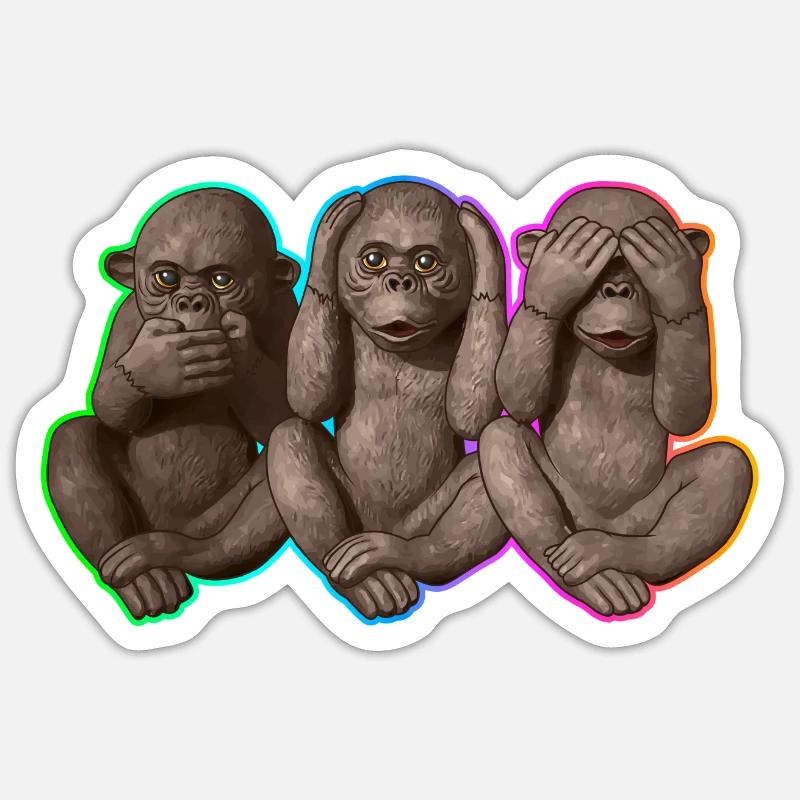 Three wise Monkeys | 3 wise monkeys Sticker size S (10 x 10 cm)