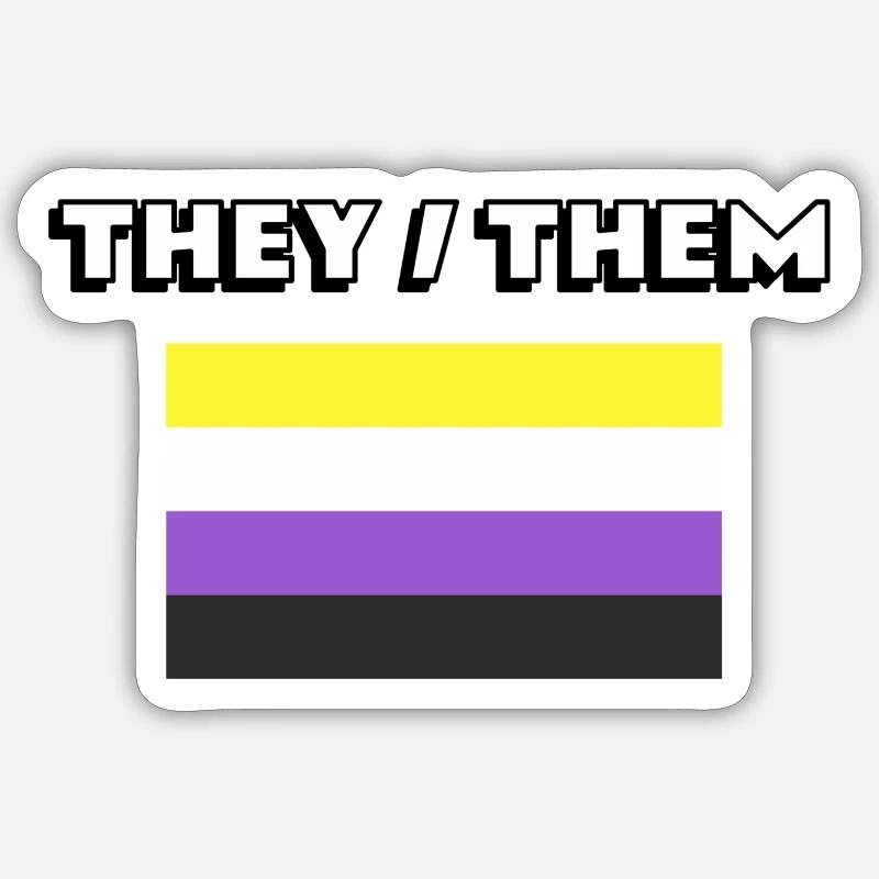 Ils eux Pronoms non binaires Drapeau Sticker taille S (10 x 10 cm)