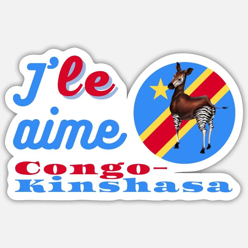 J'aime le Congo-Kinshasa Sticker taille S (10 x 10 cm)
