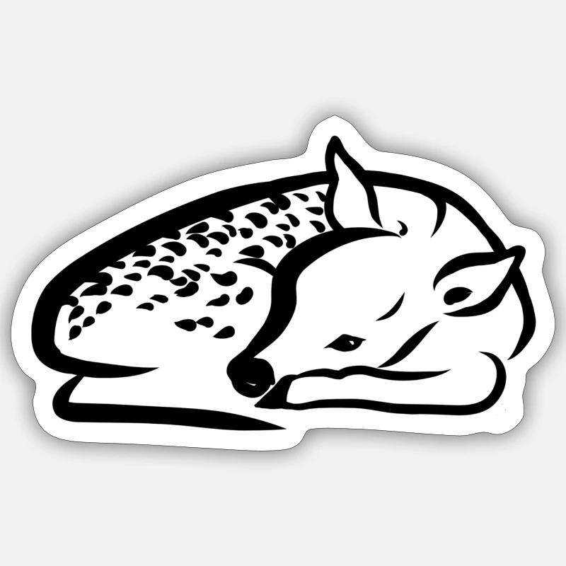 Faon couché Sticker taille S (10 x 10 cm)
