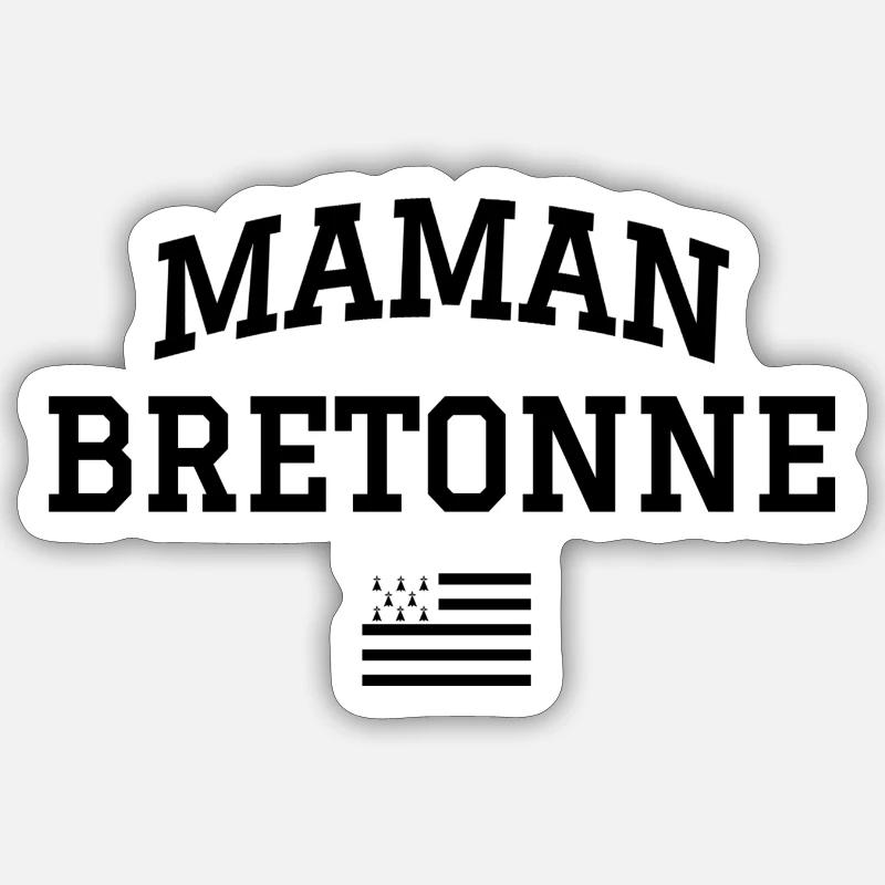 MAMAN BRETONNE Drapeau - Sticker taille S (10 x 10 cm) - blanc mat