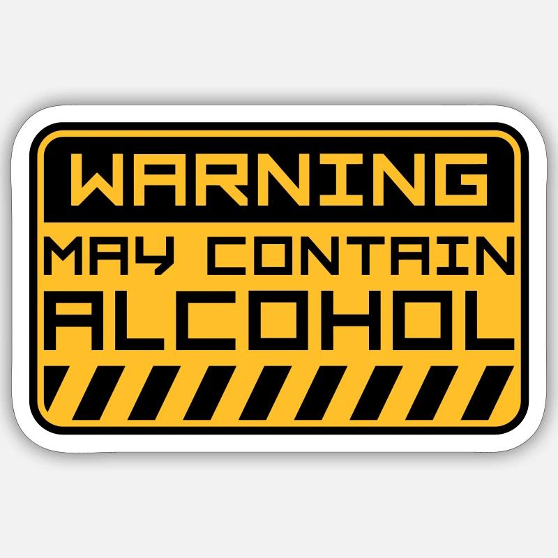 Warning May Contain Alcohol - Sticker size S (10 x 10 cm) - white matte