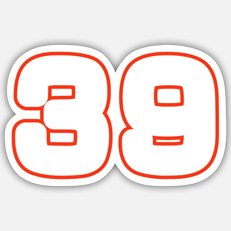 Symbole numérique 39 - Sticker taille S (10 x 10 cm) - blanc mat