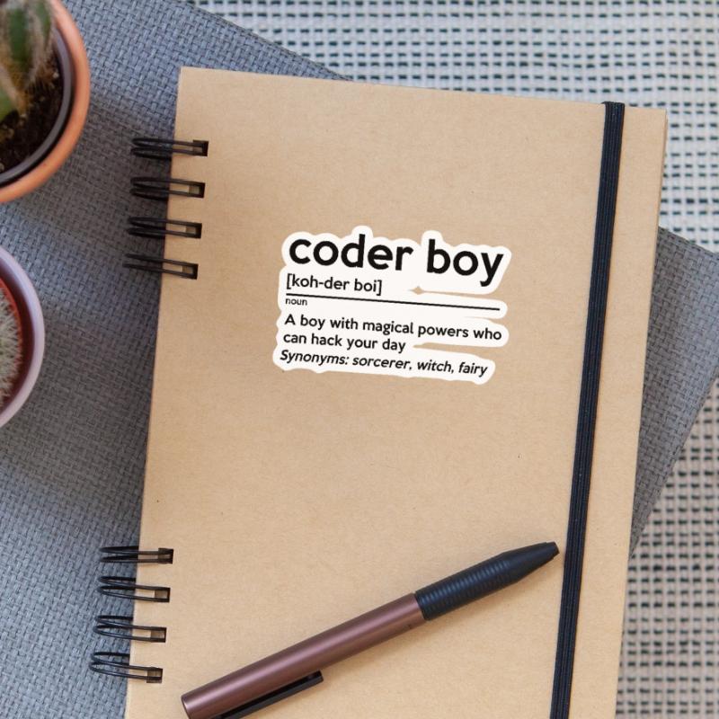 Coding Boy Definition Noun Software Developer Prog Sticker Größe S (10 x 10 cm)