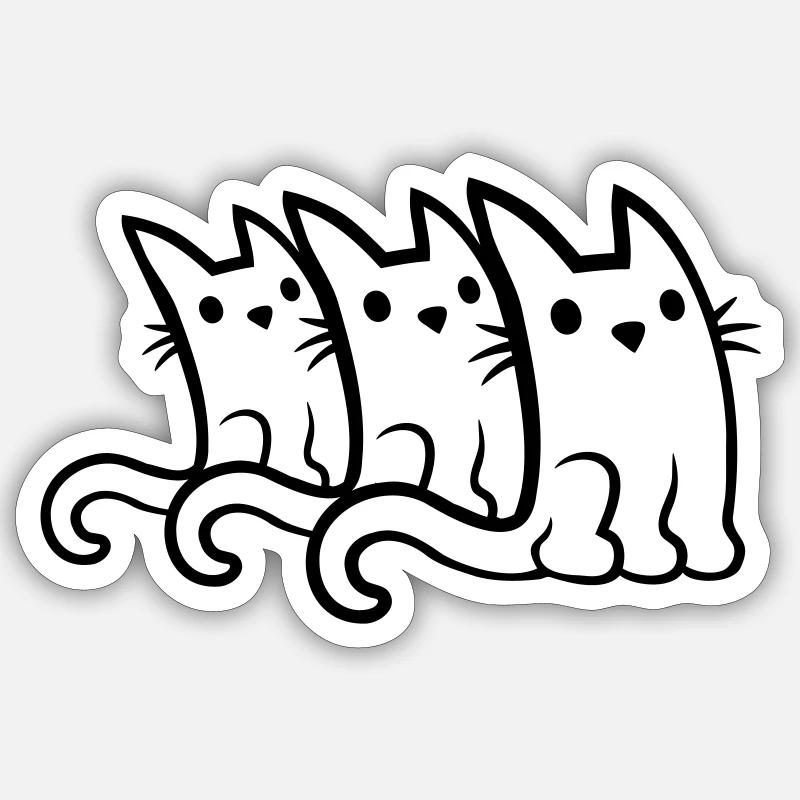 Team 3 cute cats - Sticker size S (10 x 10 cm) - white matte