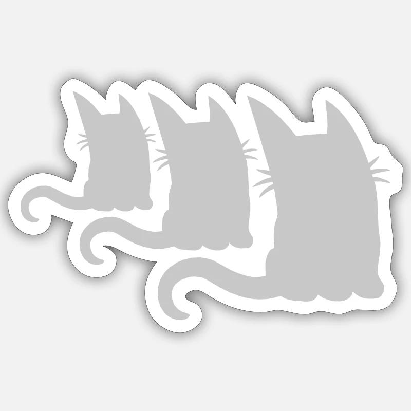 Équipage 3 petits chats - Sticker taille S (10 x 10 cm) - blanc mat