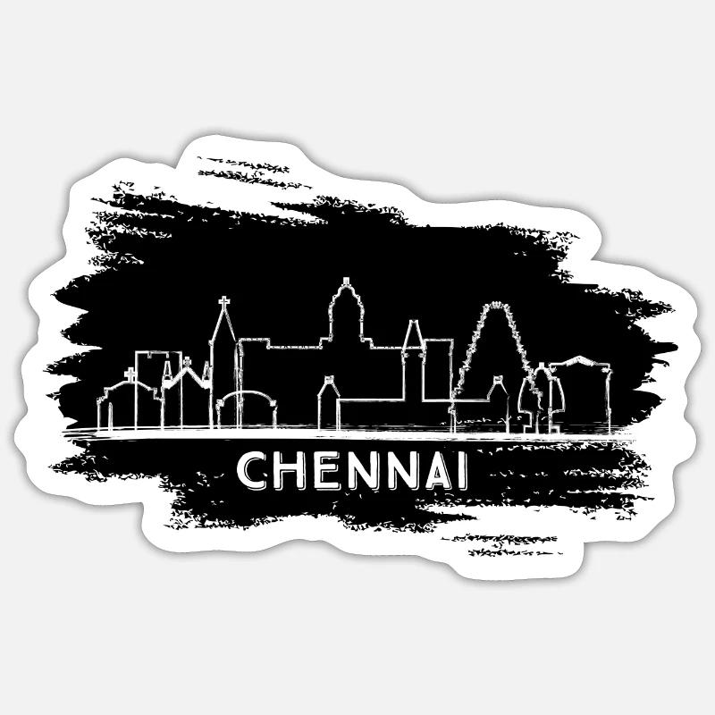 Horizon de Chennai - Sticker taille S (10 x 10 cm) - blanc mat