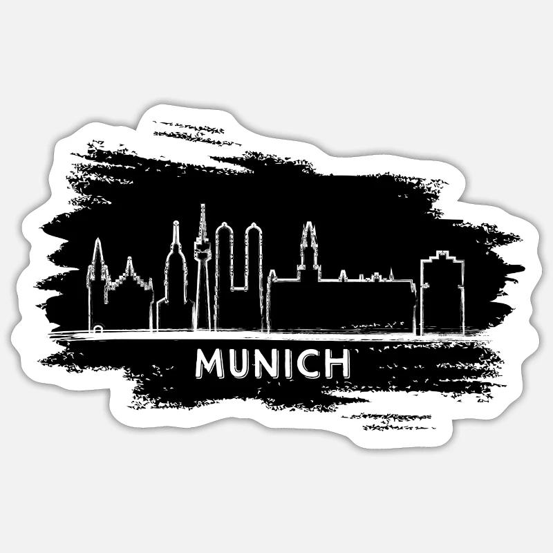 Skyline München - Sticker Größe S (10 x 10 cm) - Mattweiß