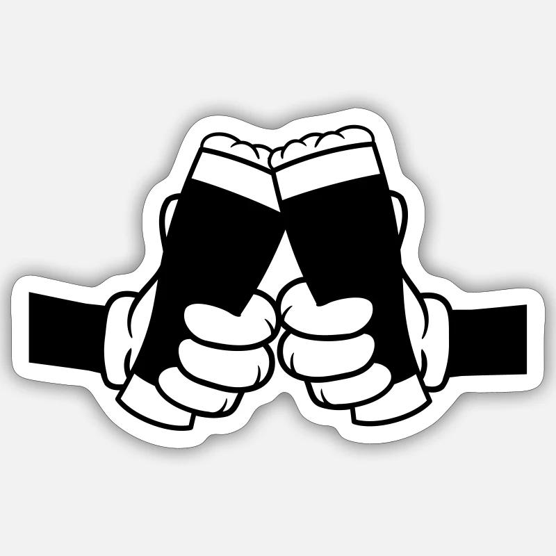 Comic 2 Freunde Biergläser - Sticker Größe S (10 x 10 cm) - Mattweiß