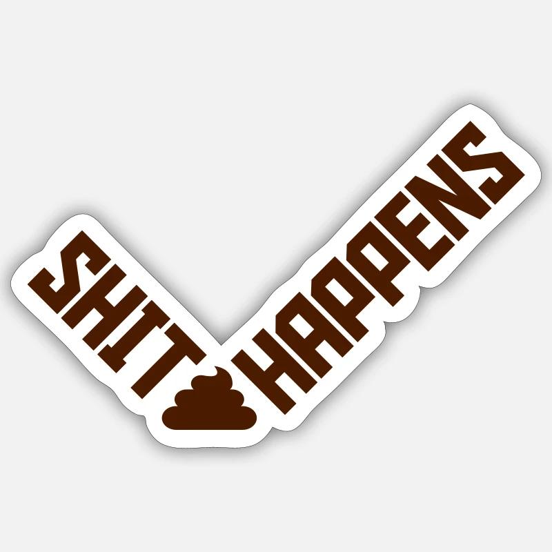 Citation Merde arrive Humour - Sticker taille S (10 x 10 cm) - blanc mat