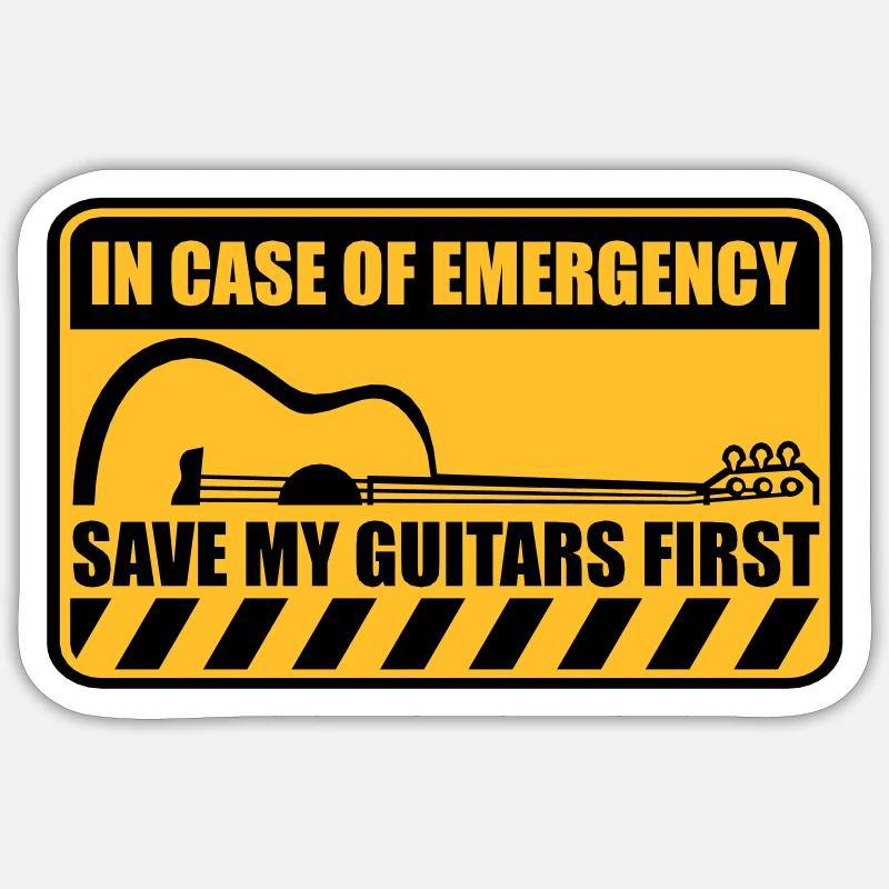 Save My Guitars First - Sticker Größe S (10 x 10 cm) - Mattweiß